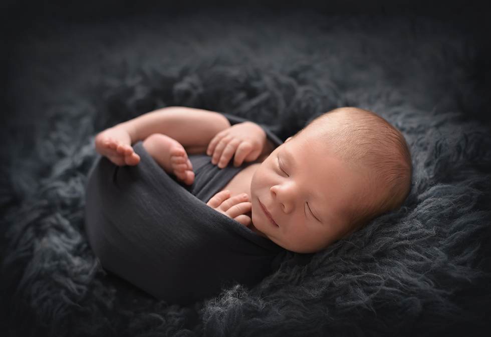 wrapped newborn boy photography